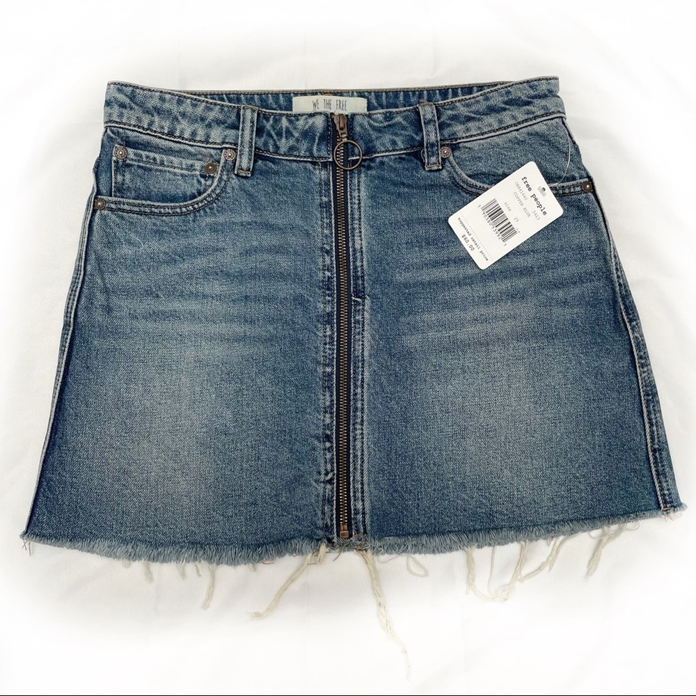 FREE PEOPLE COPPER BLUE FULL ZIP SKIRT